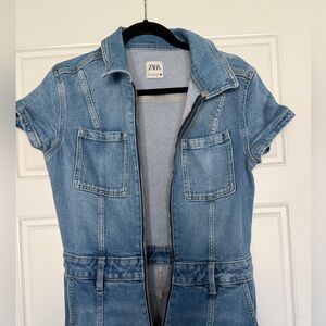 Zara Light Blue Denim Romper